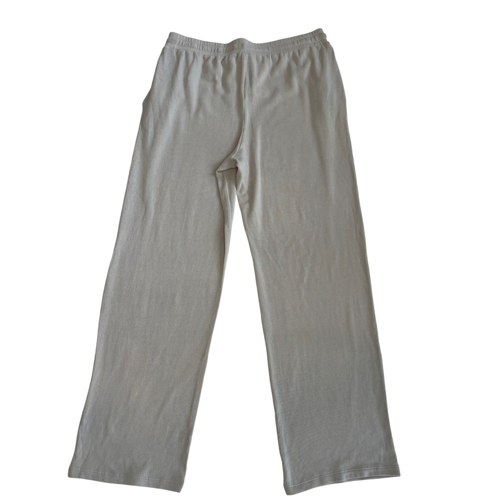Hanro Beige Ribbed Cotton Blend Wide Leg Lounge Pants Size Large